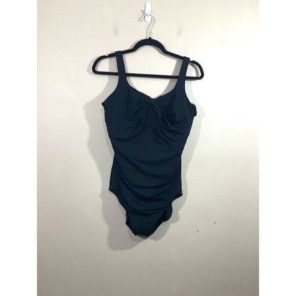 Lands End Womens SlenderSuit Carmela One Piece Swimsuit 16 Black Underwire NWOT - Picture 1 of 9